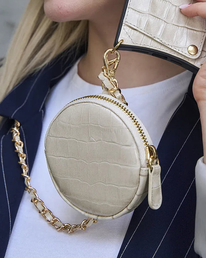Bej Croco Mini Cüzdan
