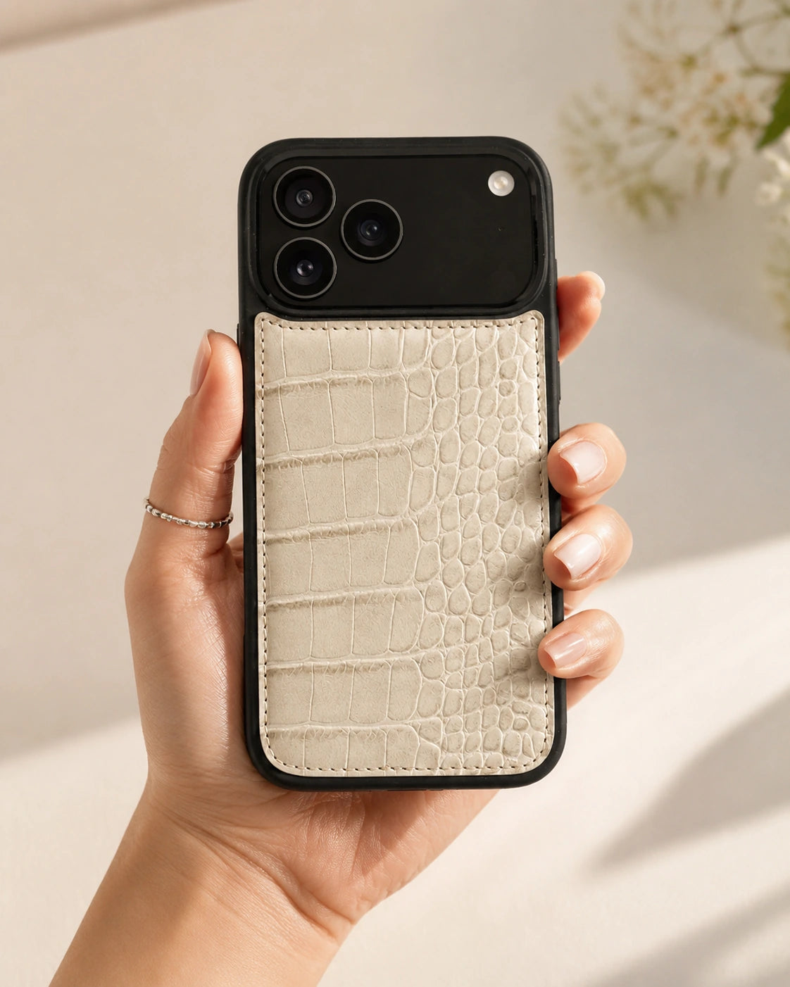 Premium iPhone Kılıfı | Bej Croco