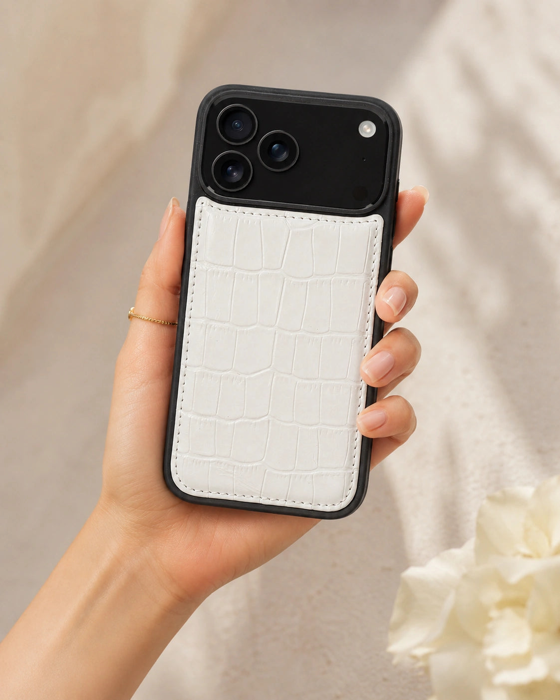 Premium iPhone Kılıfı | Beyaz Croco