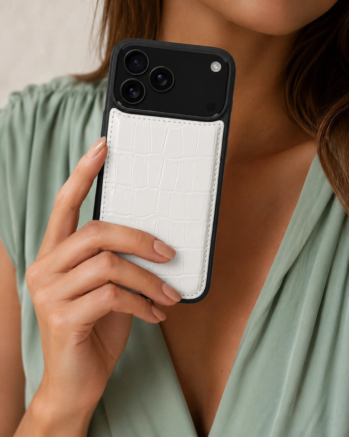 Premium iPhone Kılıfı | Beyaz Croco