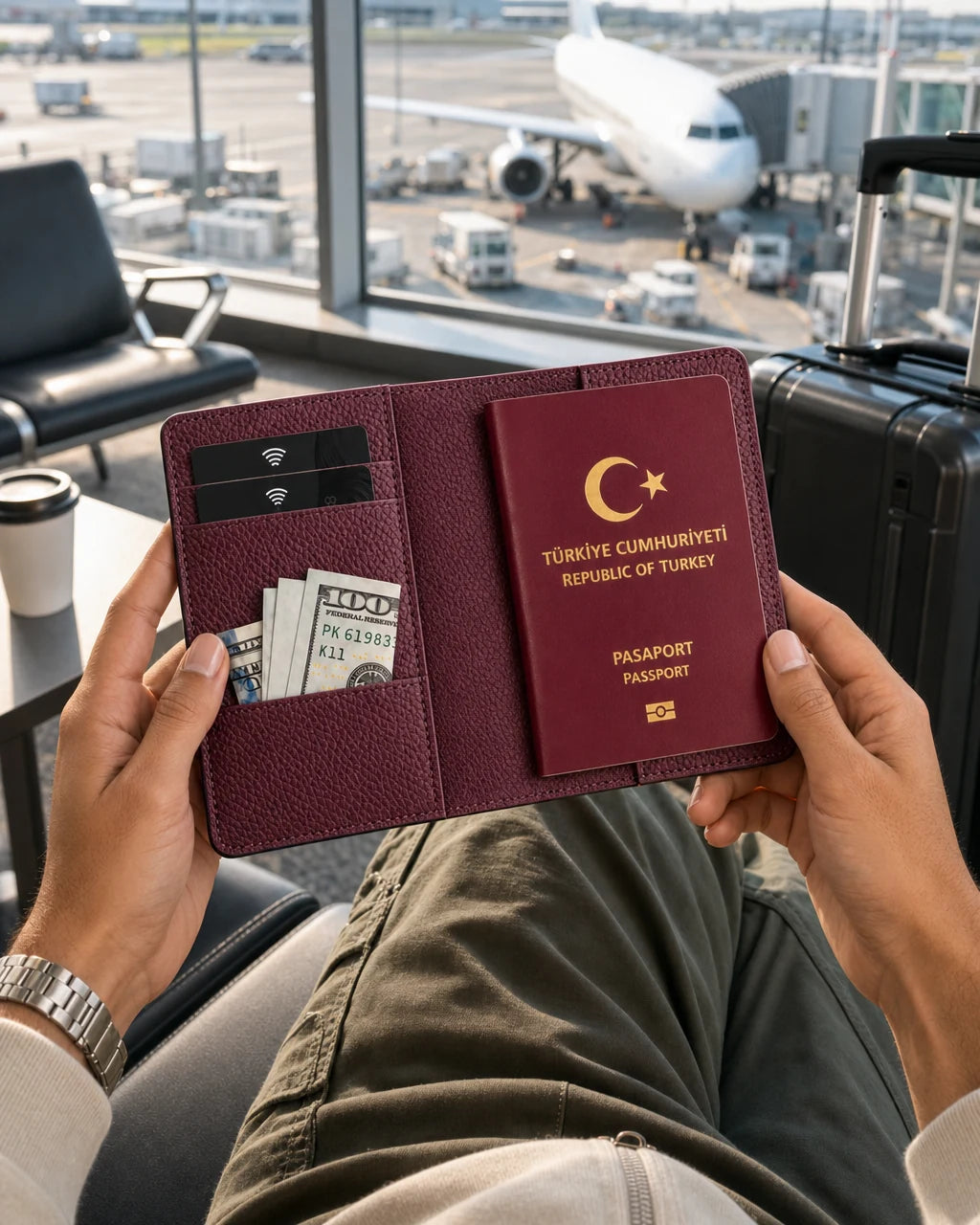 Bordo Togo deri pasaport kılıfı - görsel 3