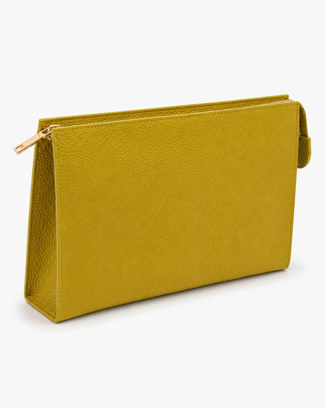 Hardal Sarı Dokulu Deri Clutch Çanta