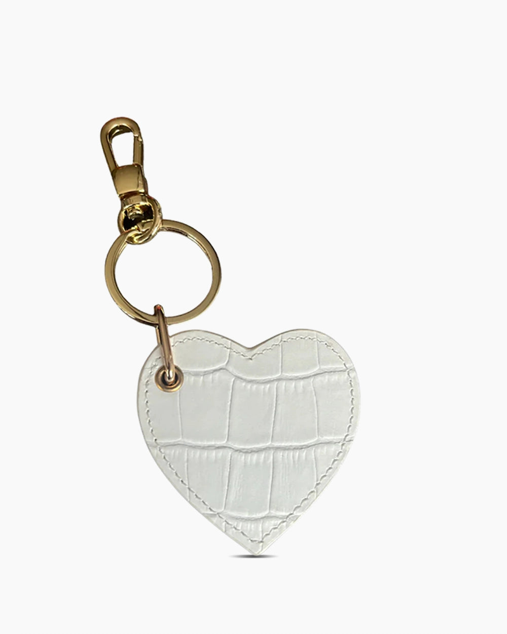 Deri Kalp Anahtarlık | Beyaz Croco