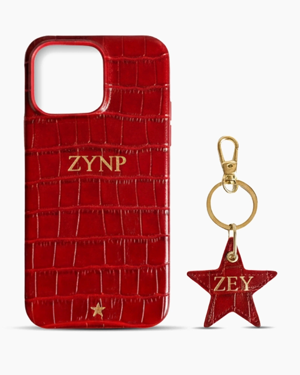 iPhone Kılıfı ve Yıldız Anahtarlık Seti | Kırmızı Croco