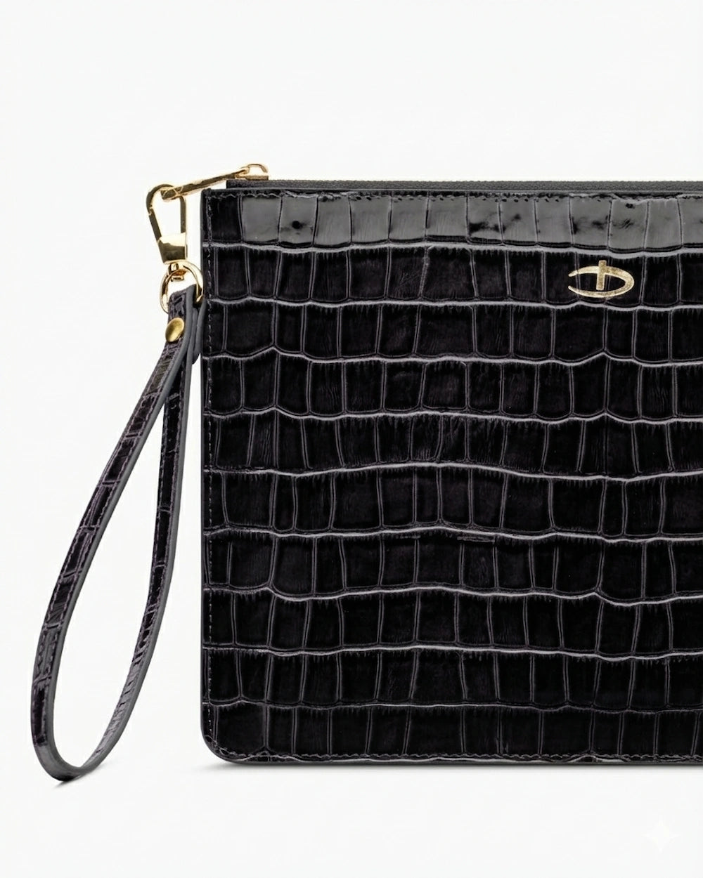 Deri Clutch Çanta | Siyah Croco