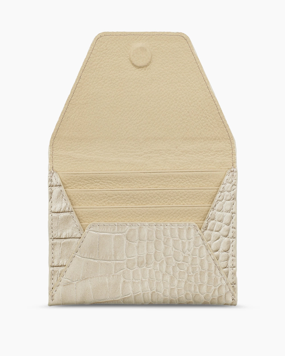 Deri Küçük Zarf Cüzdan | Bej Croco