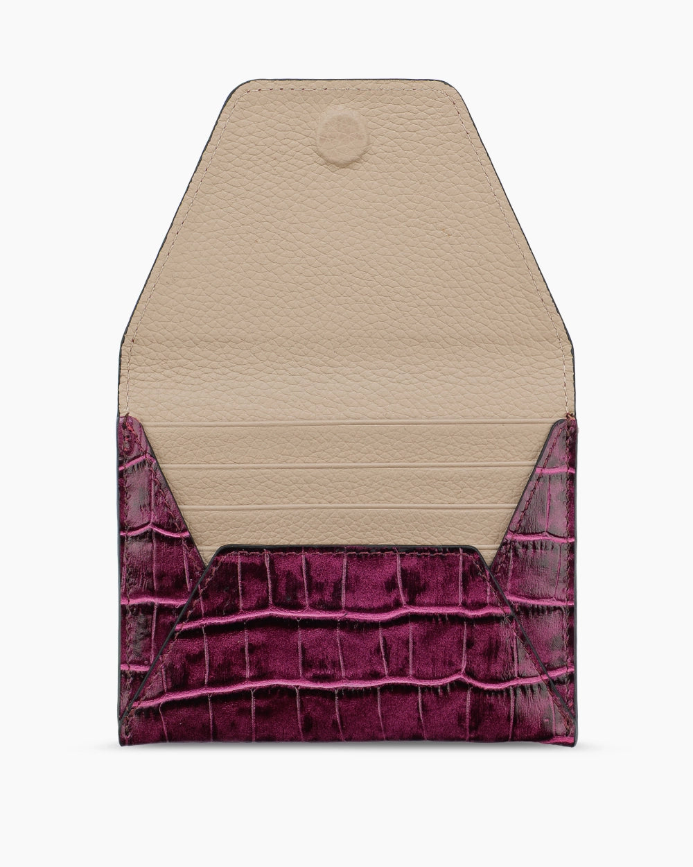 Deri Küçük Zarf Cüzdan | Mürdüm Croco