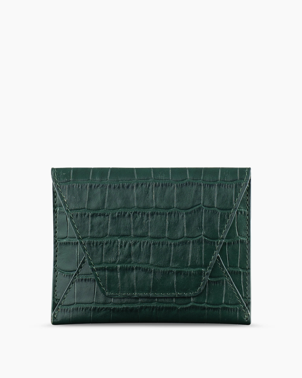 Deri Küçük Zarf Cüzdan | Zümrüt Yeşili Croco