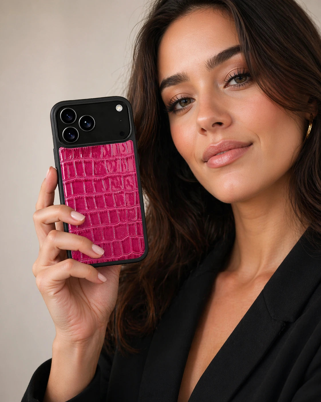 Deri iPhone Kılıfı | Fuşya Croco | Havuz