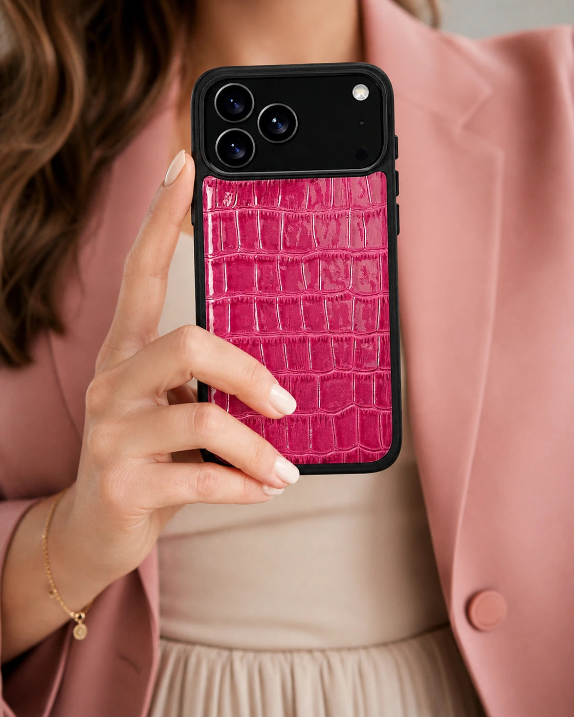 Deri iPhone Kılıfı | Fuşya Croco | Havuz