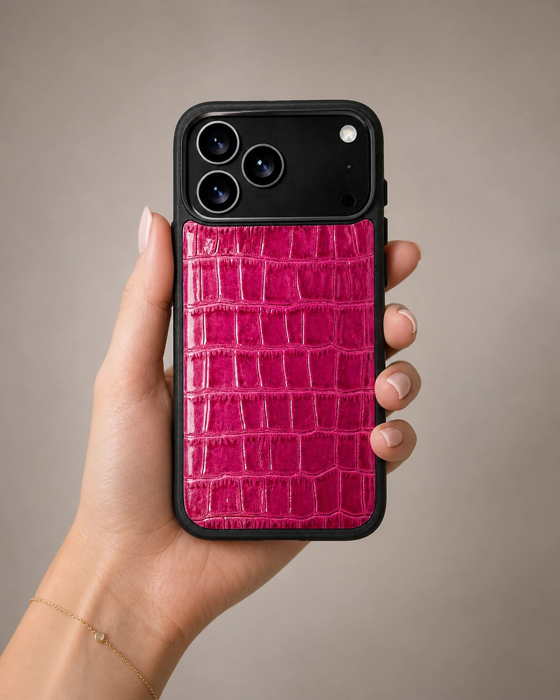 Deri iPhone Kılıfı | Fuşya Croco | Havuz