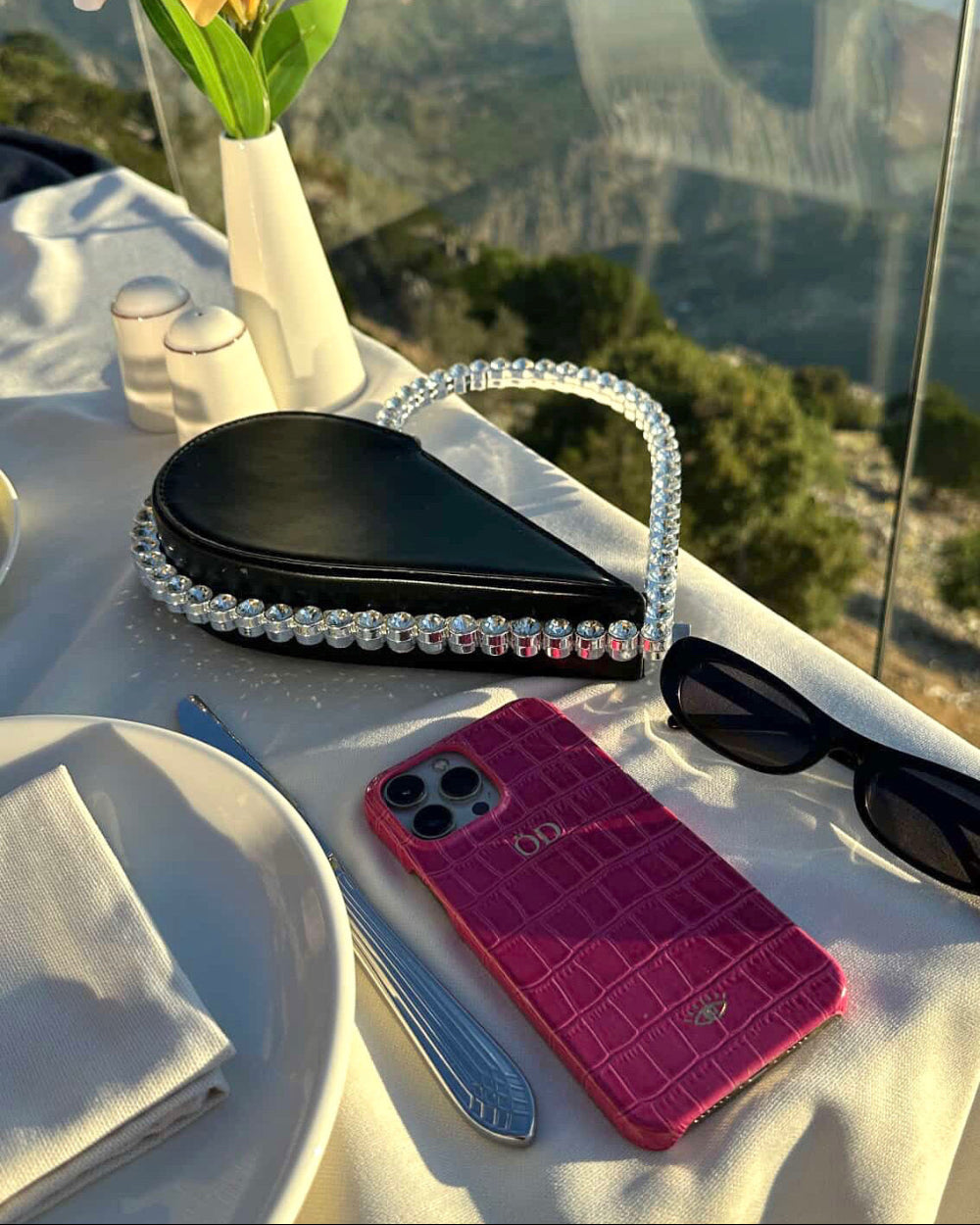 Fuşya Croco Deri iPhone Kılıfı