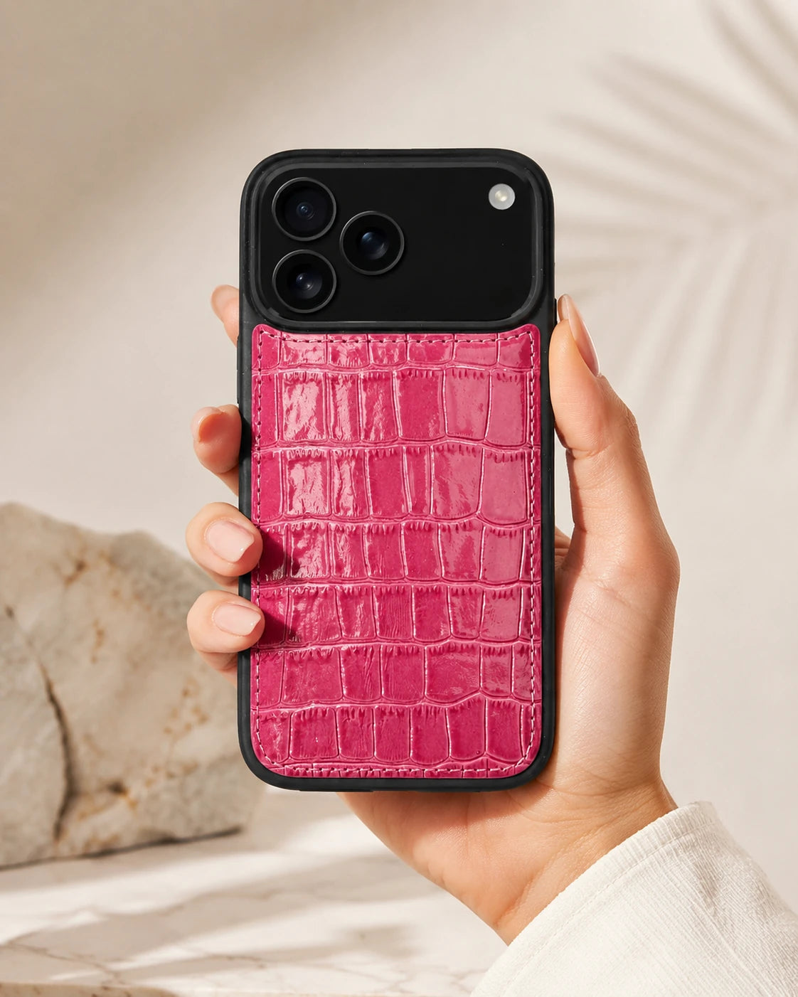 Premium iPhone Kılıfı | Fuşya Croco