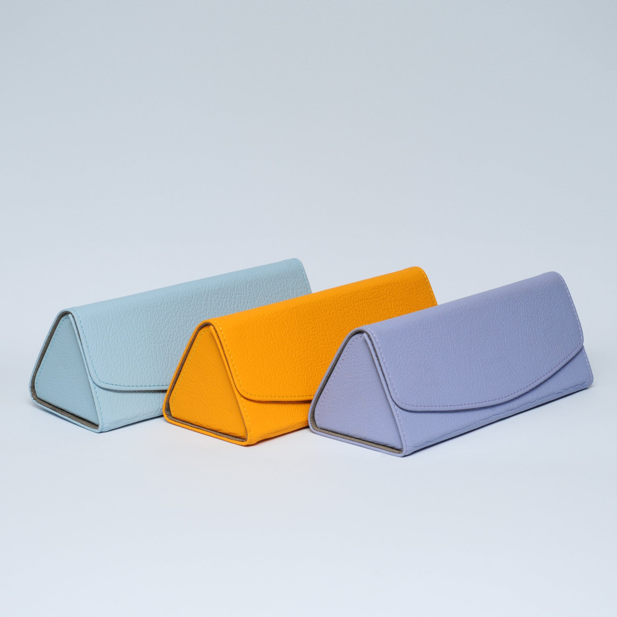 Deri Katlanabilir Gözlük Kutusu-Bebek mavi