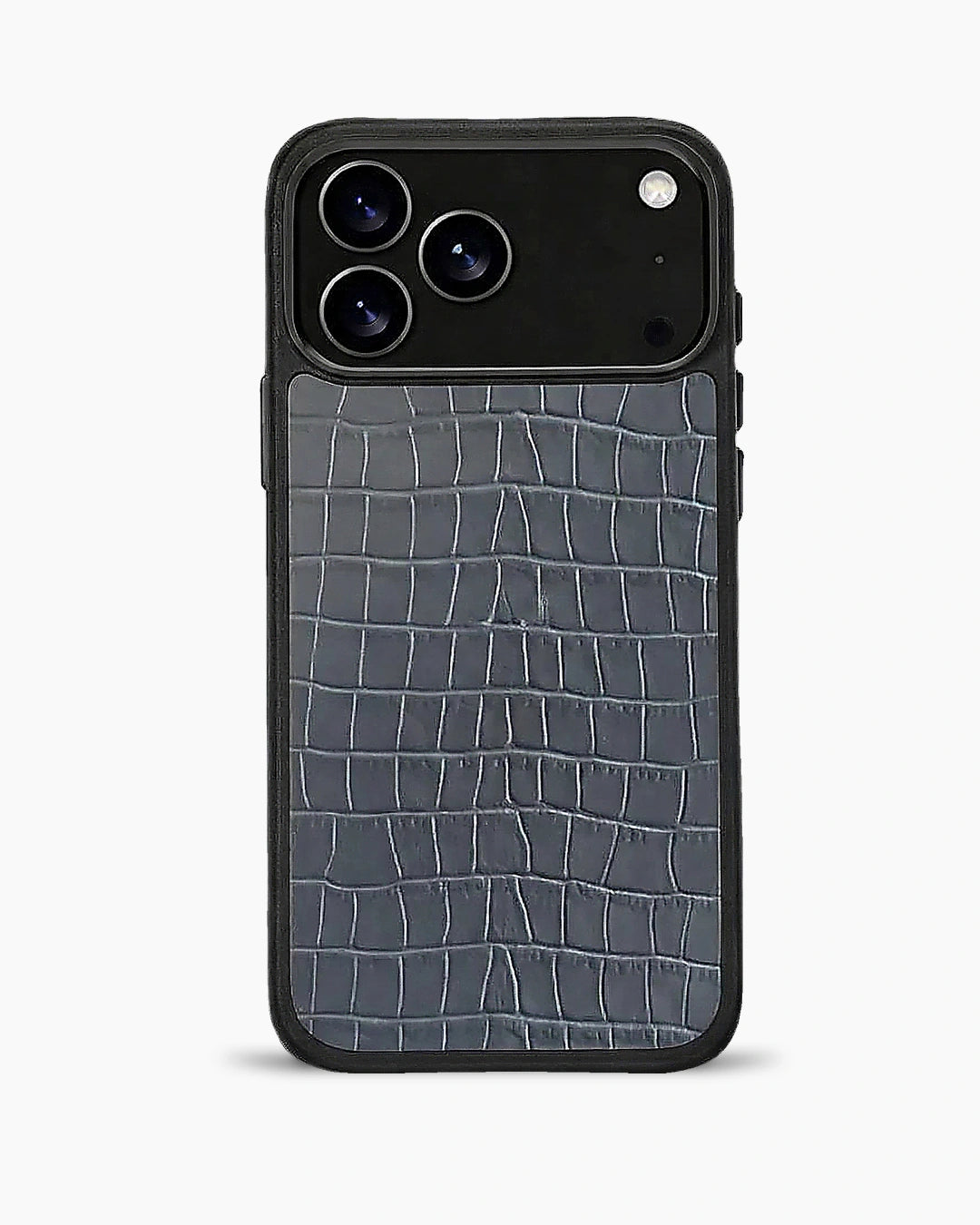 Deri iPhone Kılıfı | Gri Mat Croco | Havuz