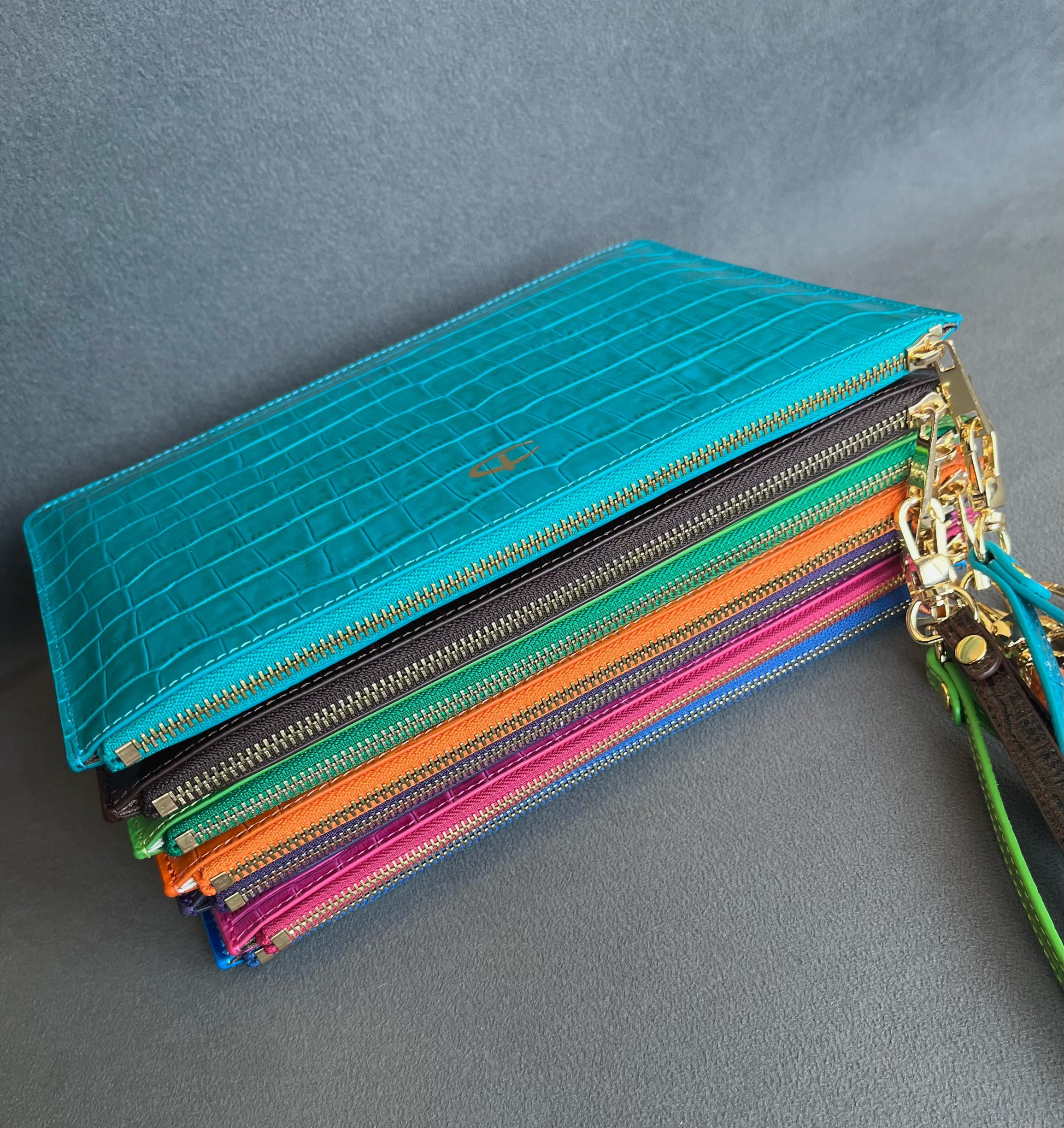 Deri Clutch Çanta | Yeşil Rugan Croco