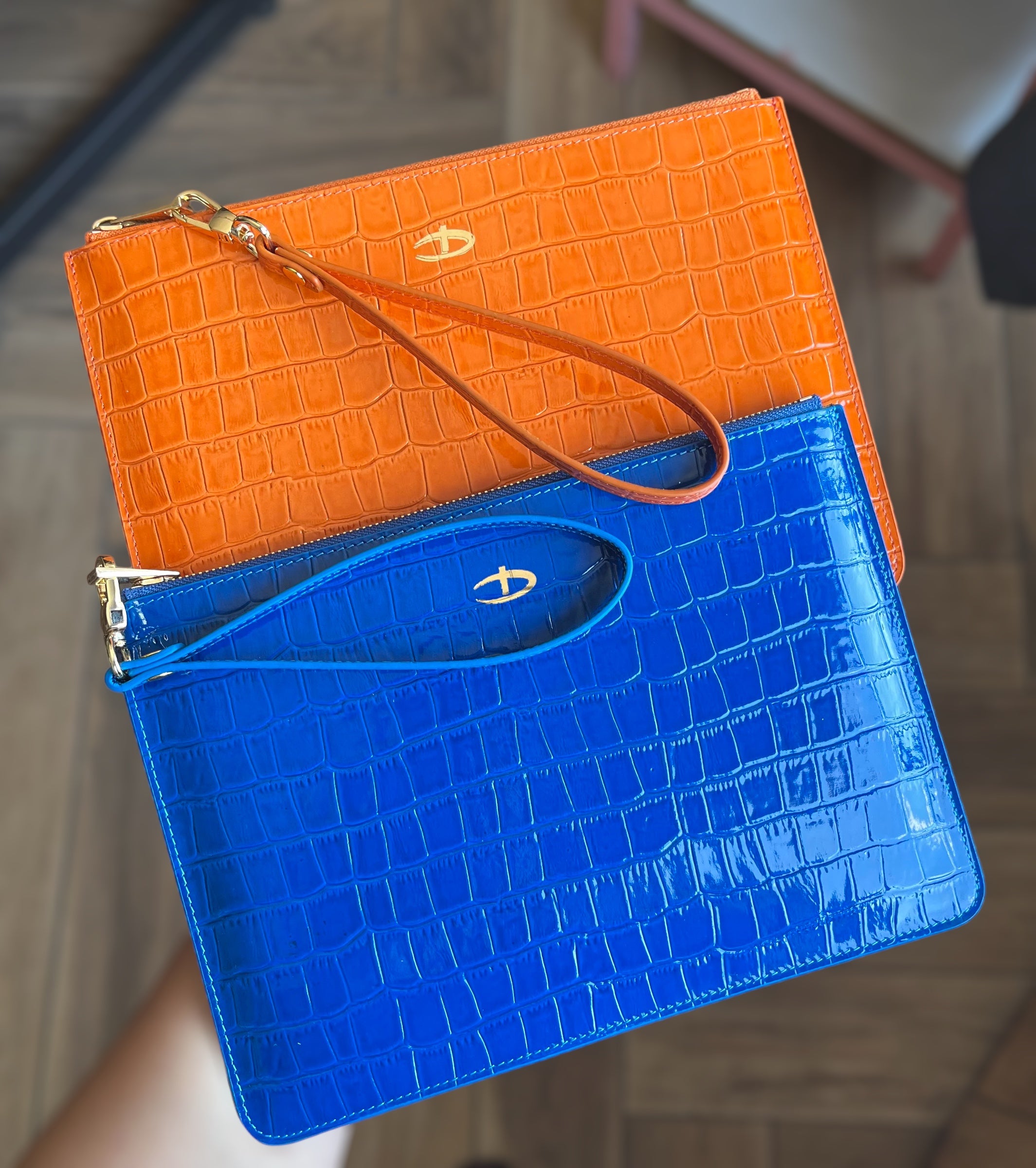 Deri Clutch Çanta | Turuncu Rugan Croco