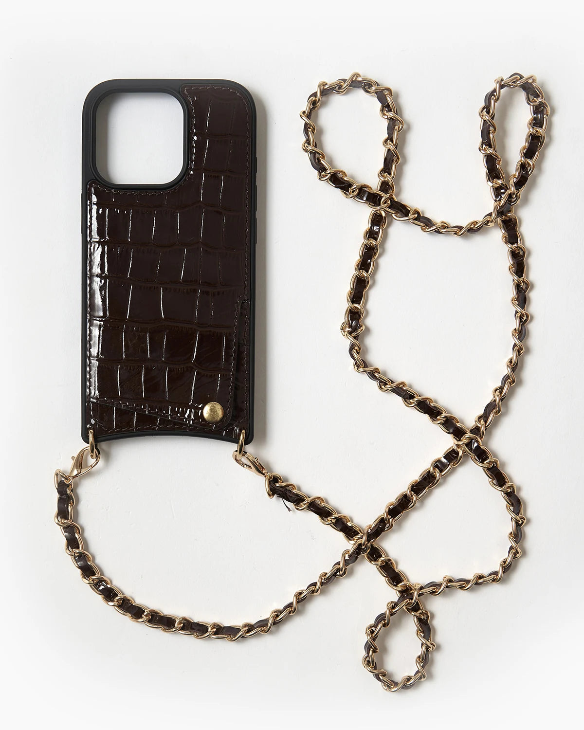 Kahve Croco Örgü Zincir Set