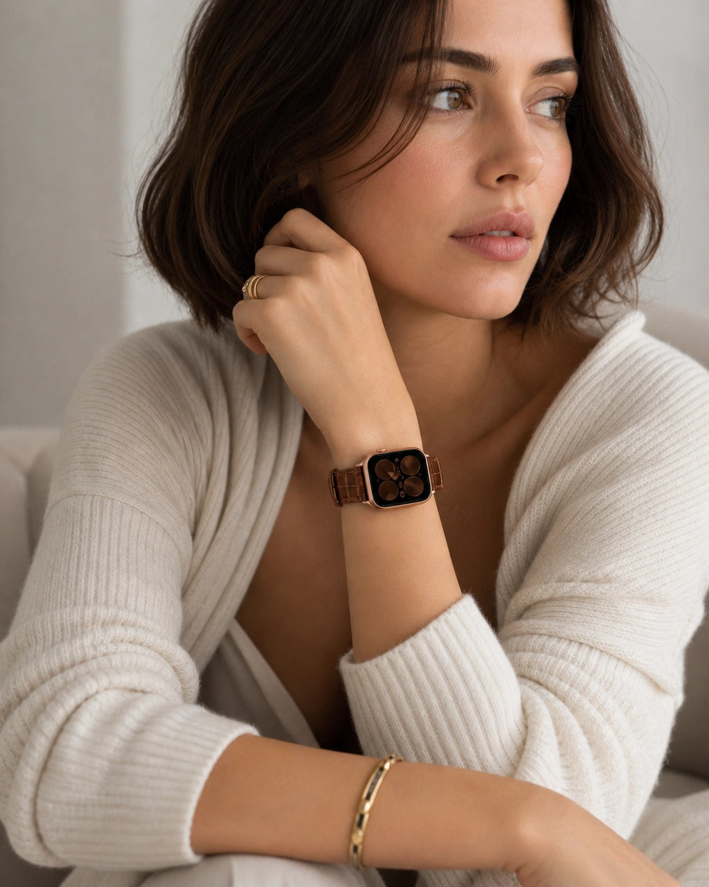Apple Watch Deri Kordon | Kahve Mat Croco