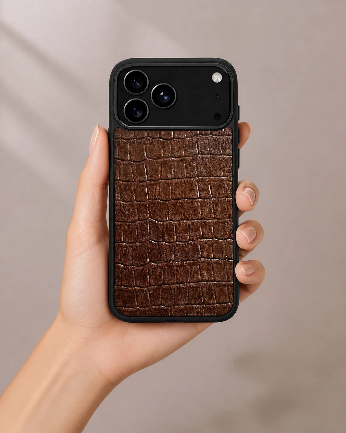 Deri iPhone Kılıfı | Kahve Mat Croco | Havuz