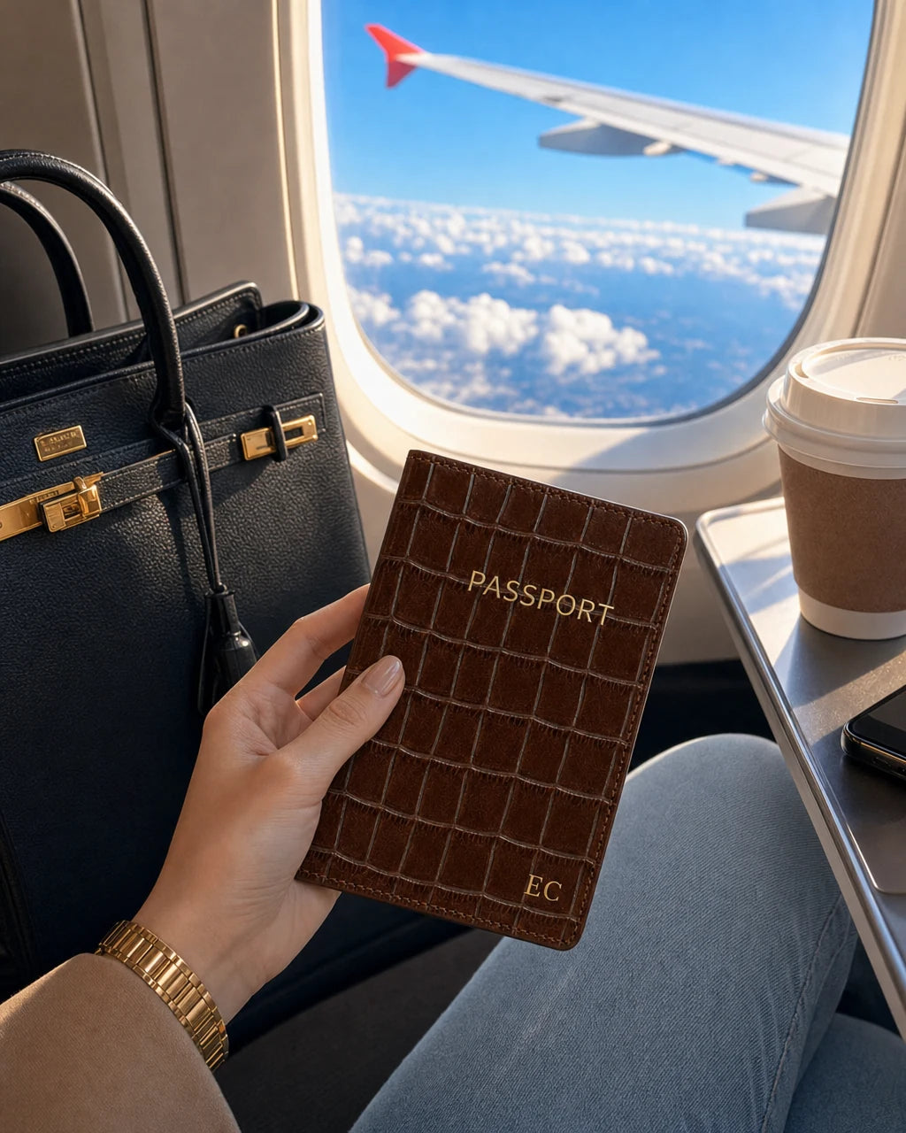 Kahve Rugan Croco deri pasaport kılıfı - görsel 2