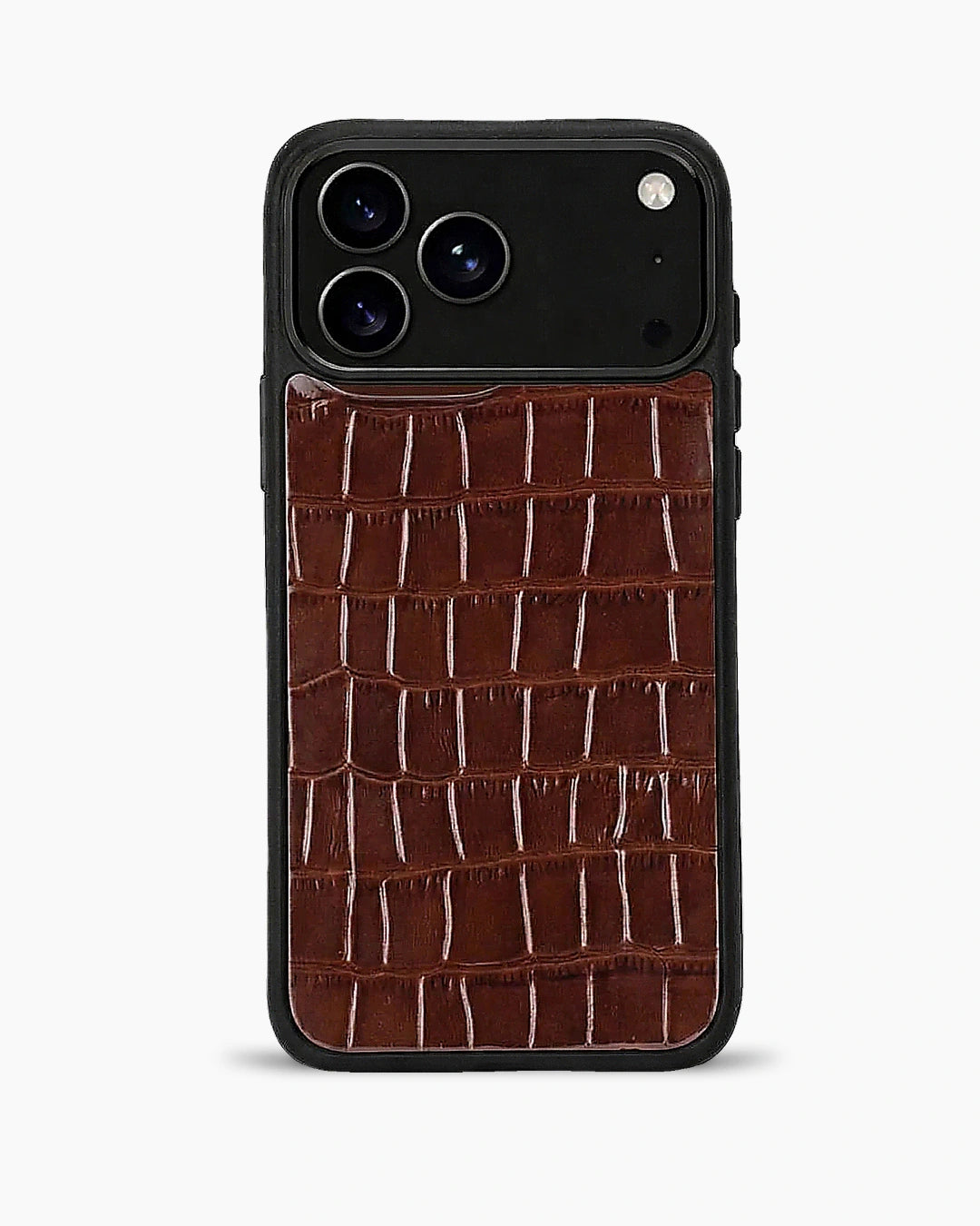 Deri iPhone Kılıfı | Kahve Rugan Croco | Havuz