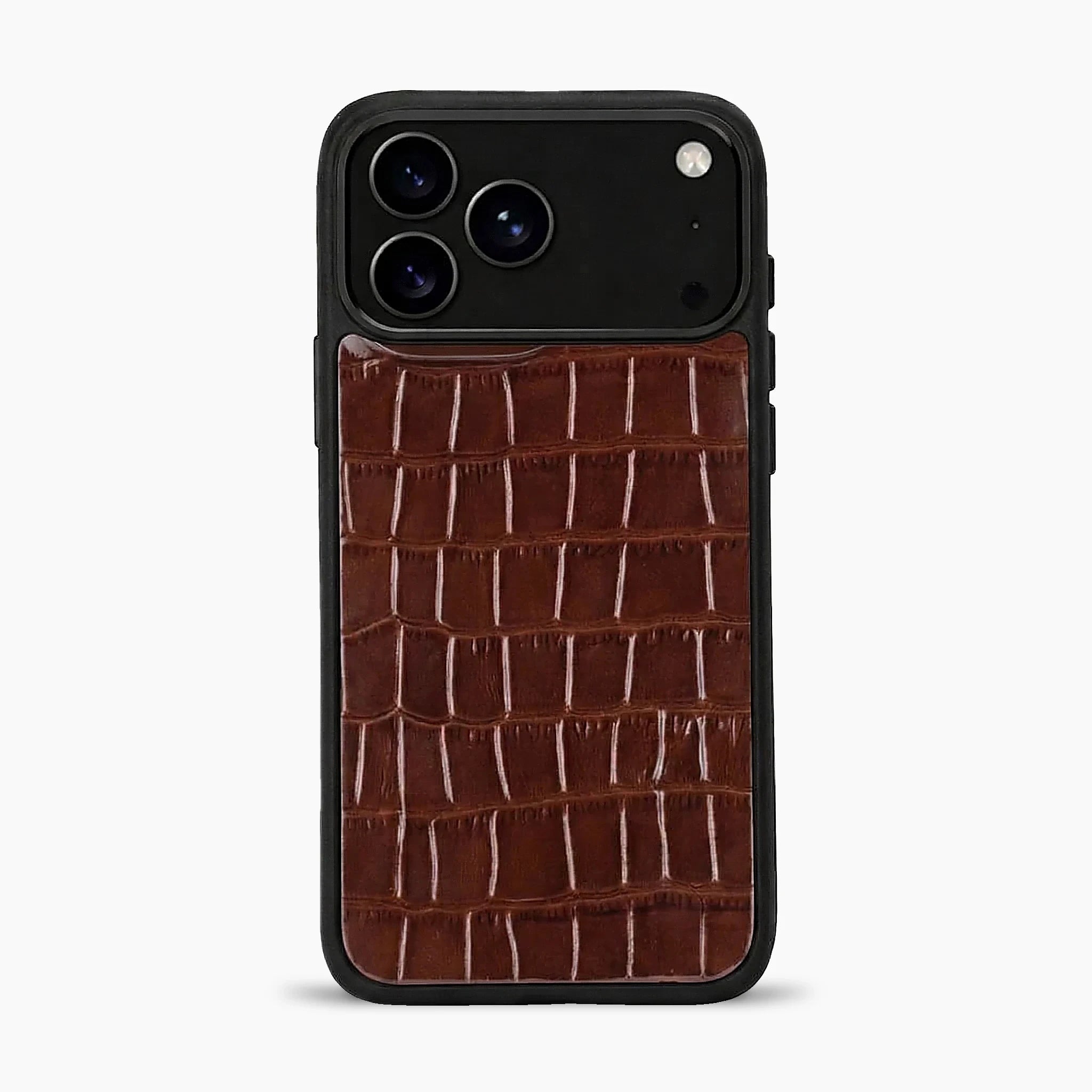 Deri iPhone Kılıfı | Kahve Rugan Croco | Havuz