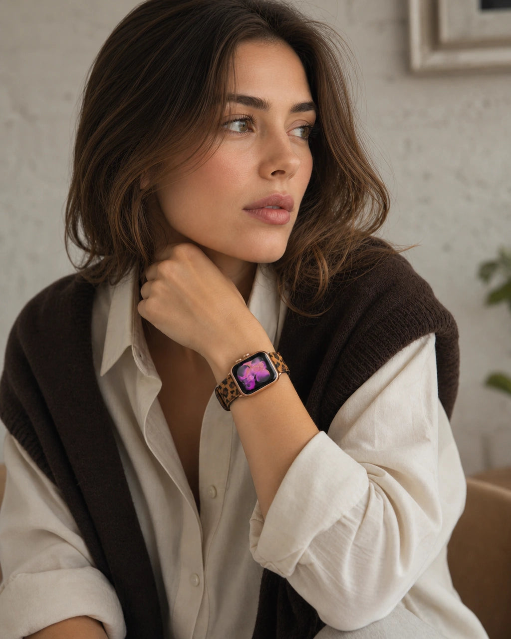 Apple Watch Deri Kordon | Kahverengi Leopar