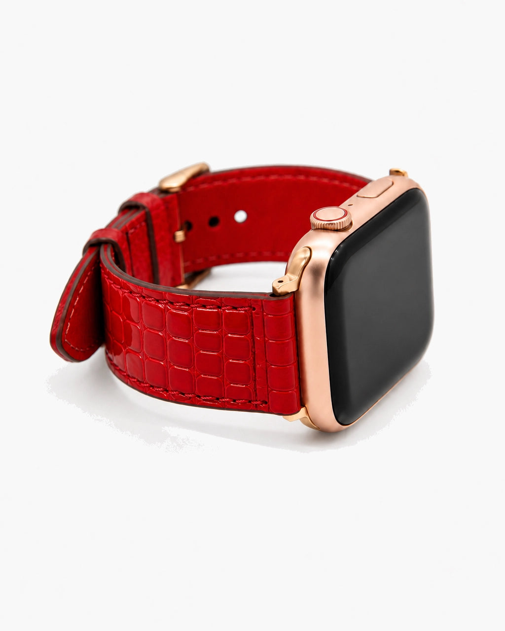 Apple Watch Deri Kordon | Kırmızı Rugan Küçük Croco