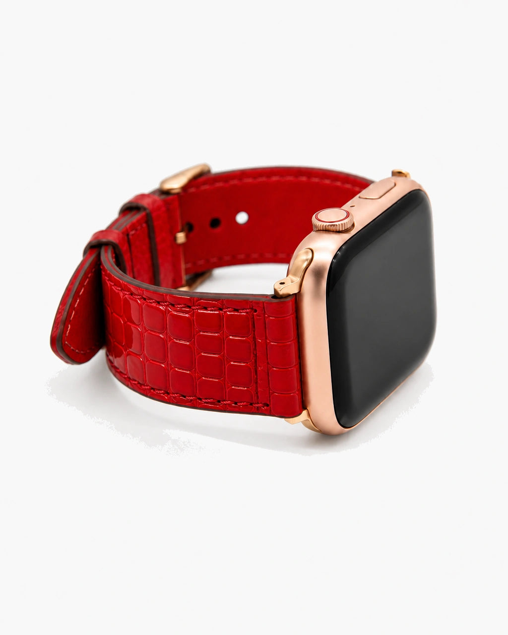 Apple Watch Deri Kordon | Kırmızı Rugan Küçük Croco