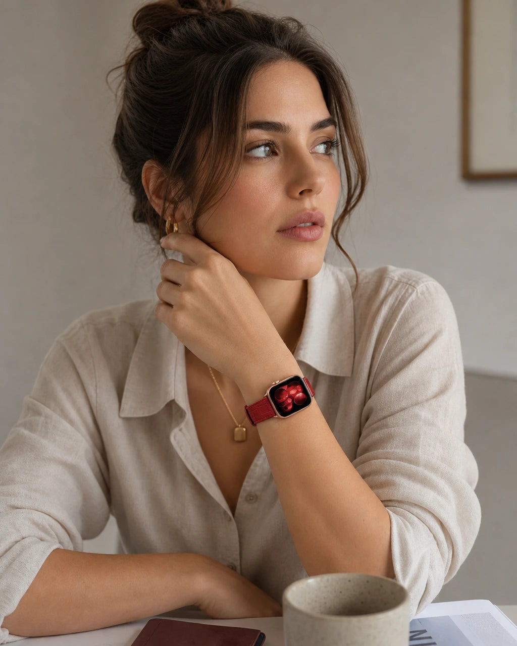 Apple Watch Deri Kordon | Kırmızı Mat Croco