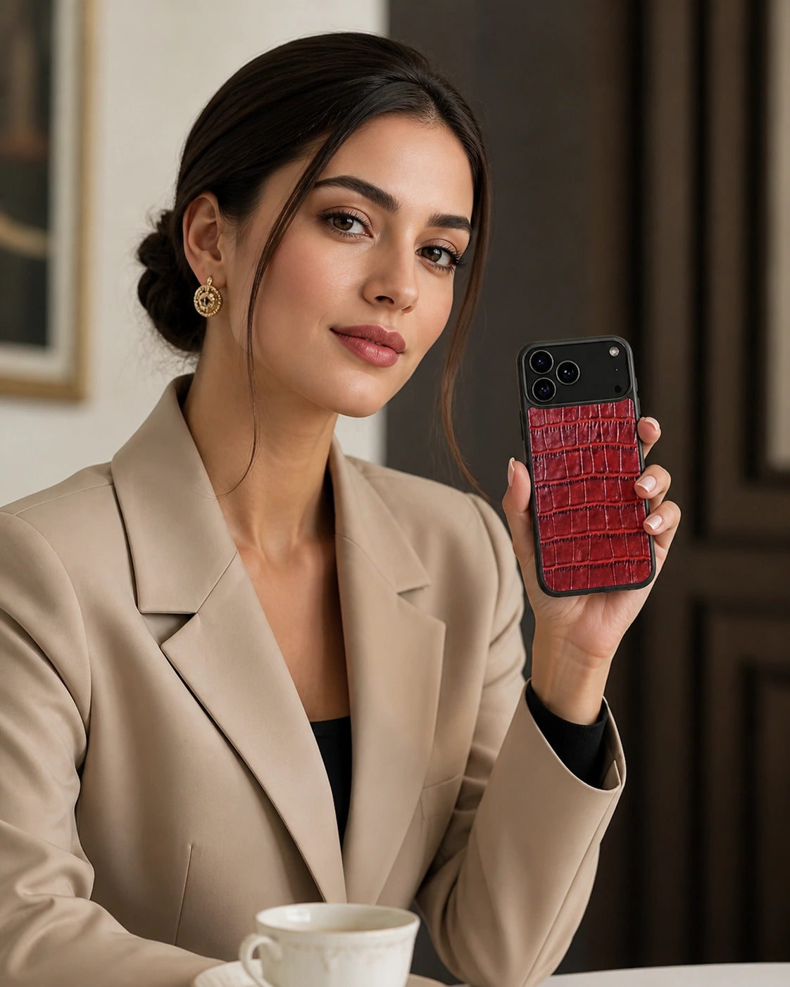 Deri iPhone Kılıfı | Kırmızı Mat Croco | Havuz