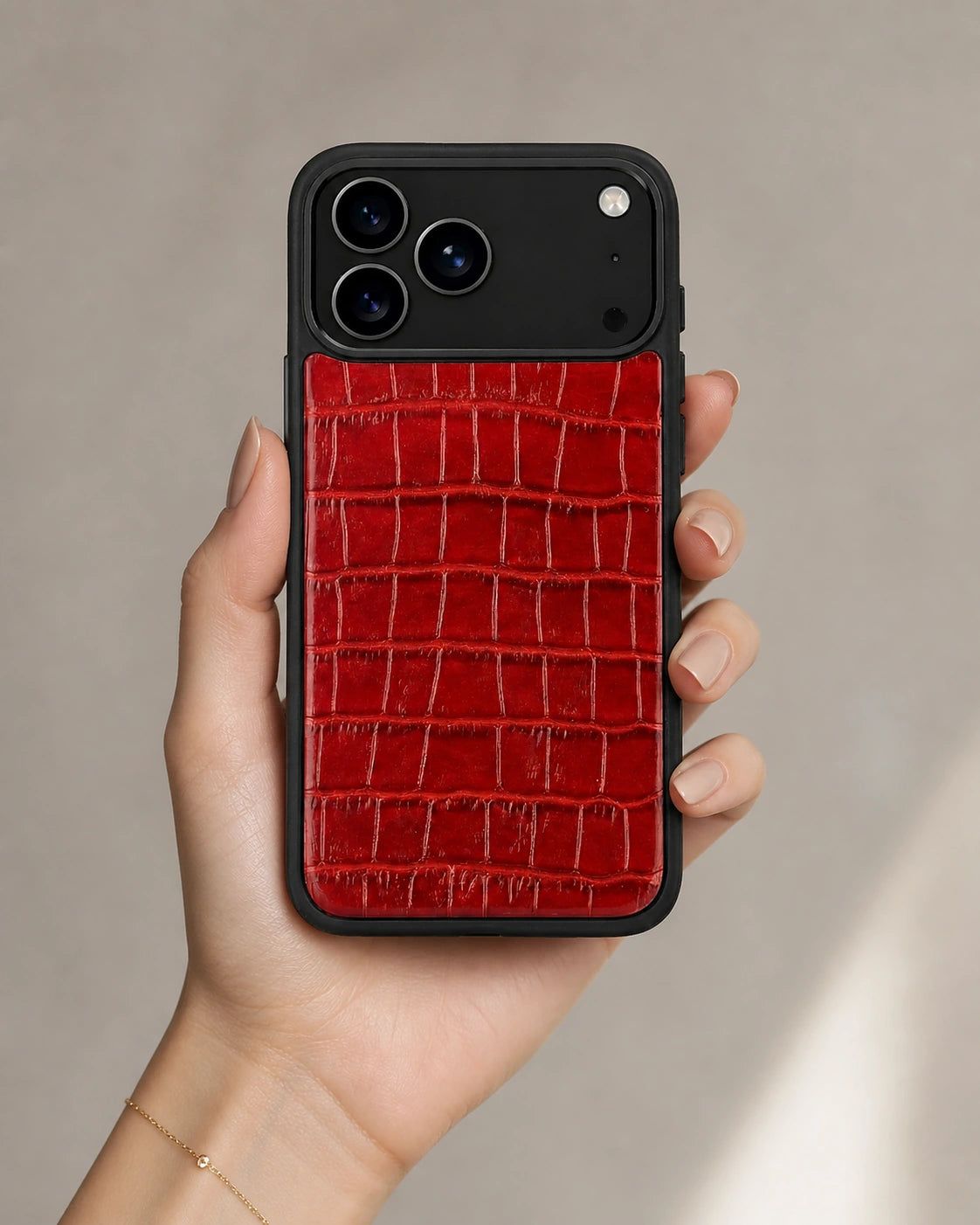 Deri iPhone Kılıfı | Kırmızı Rugan Croco | Havuz