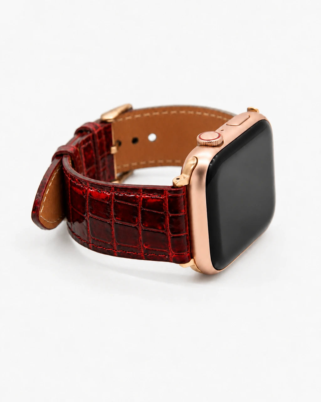 Apple Watch Deri Kordon | Kırmızı-Siyah Küçük Croco