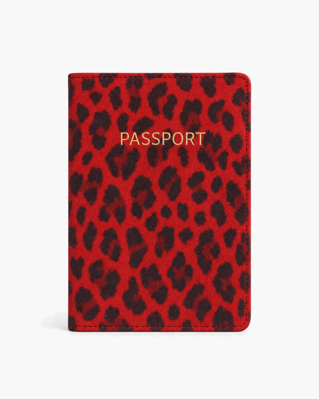 Kırmızı Süet Leopar deri pasaport kılıfı - görsel 1