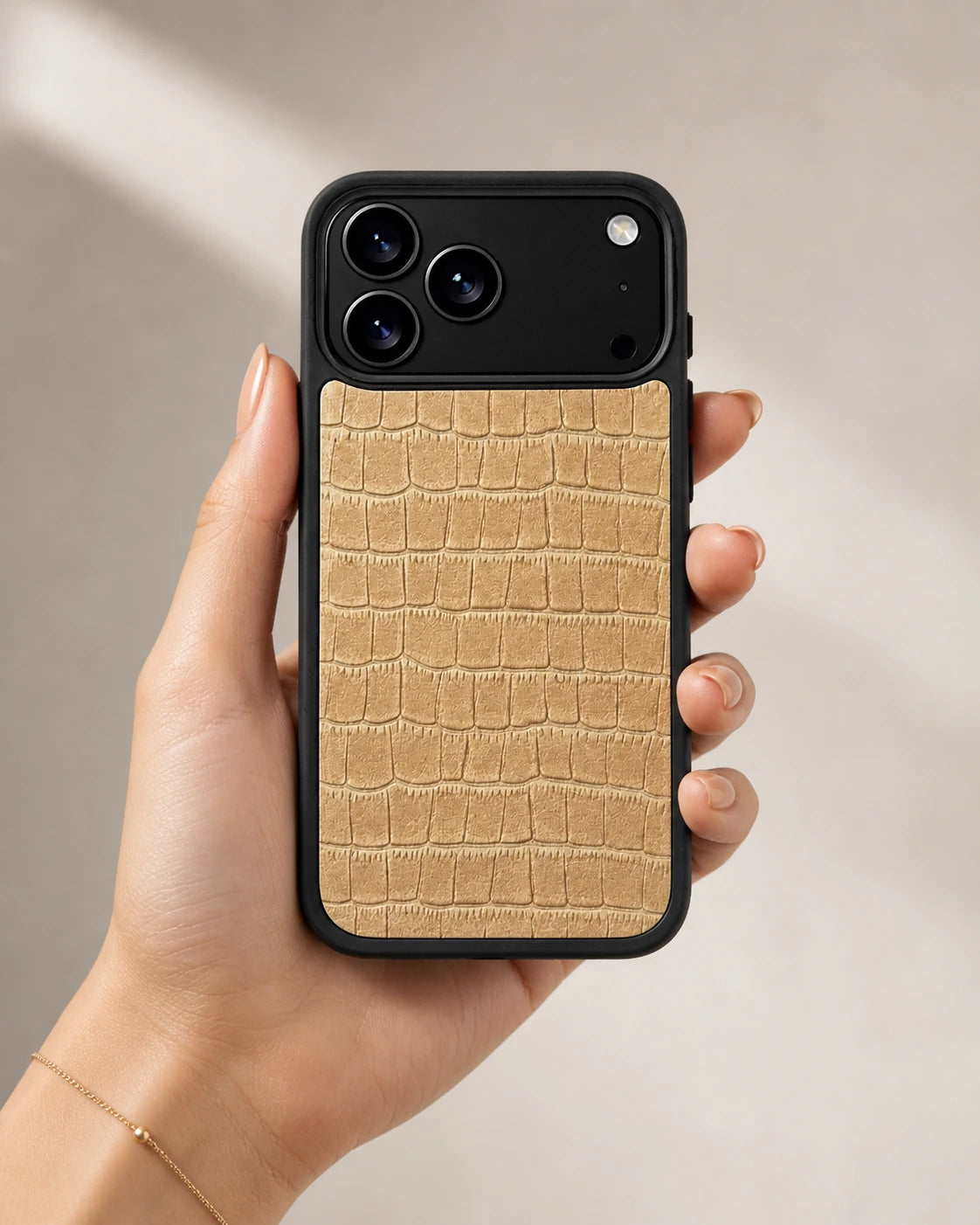 Deri iPhone Kılıfı | Koyu Krem Mat Croco | Havuz