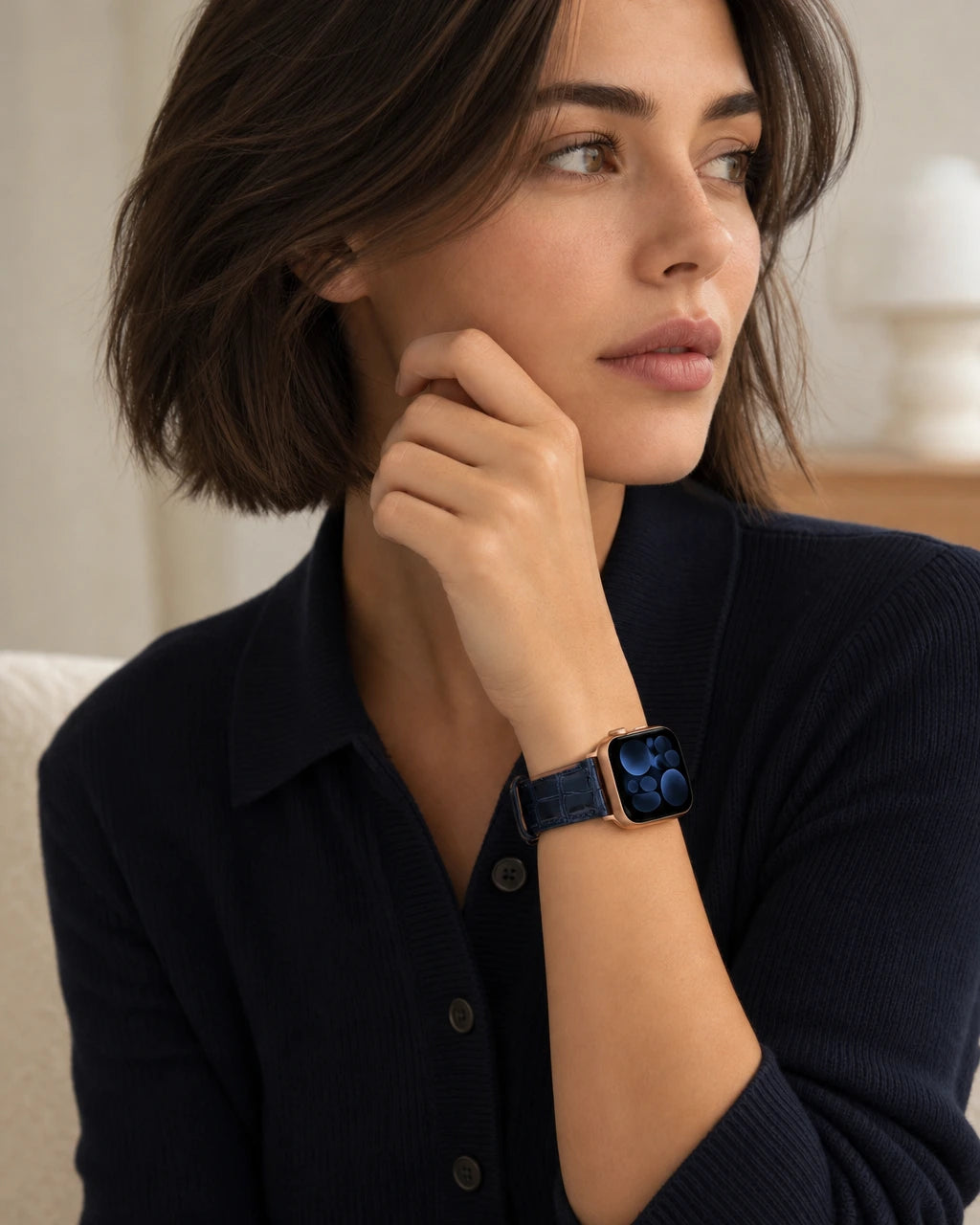 Apple Watch Deri Kordon | Koyu Lacivert Mat Croco