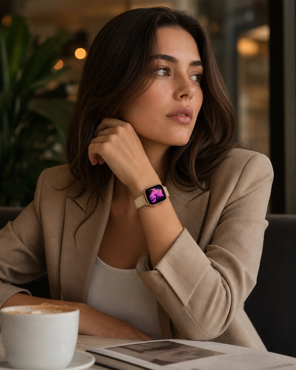 Apple Watch Deri Kordon | Koyu Krem Mat Croco