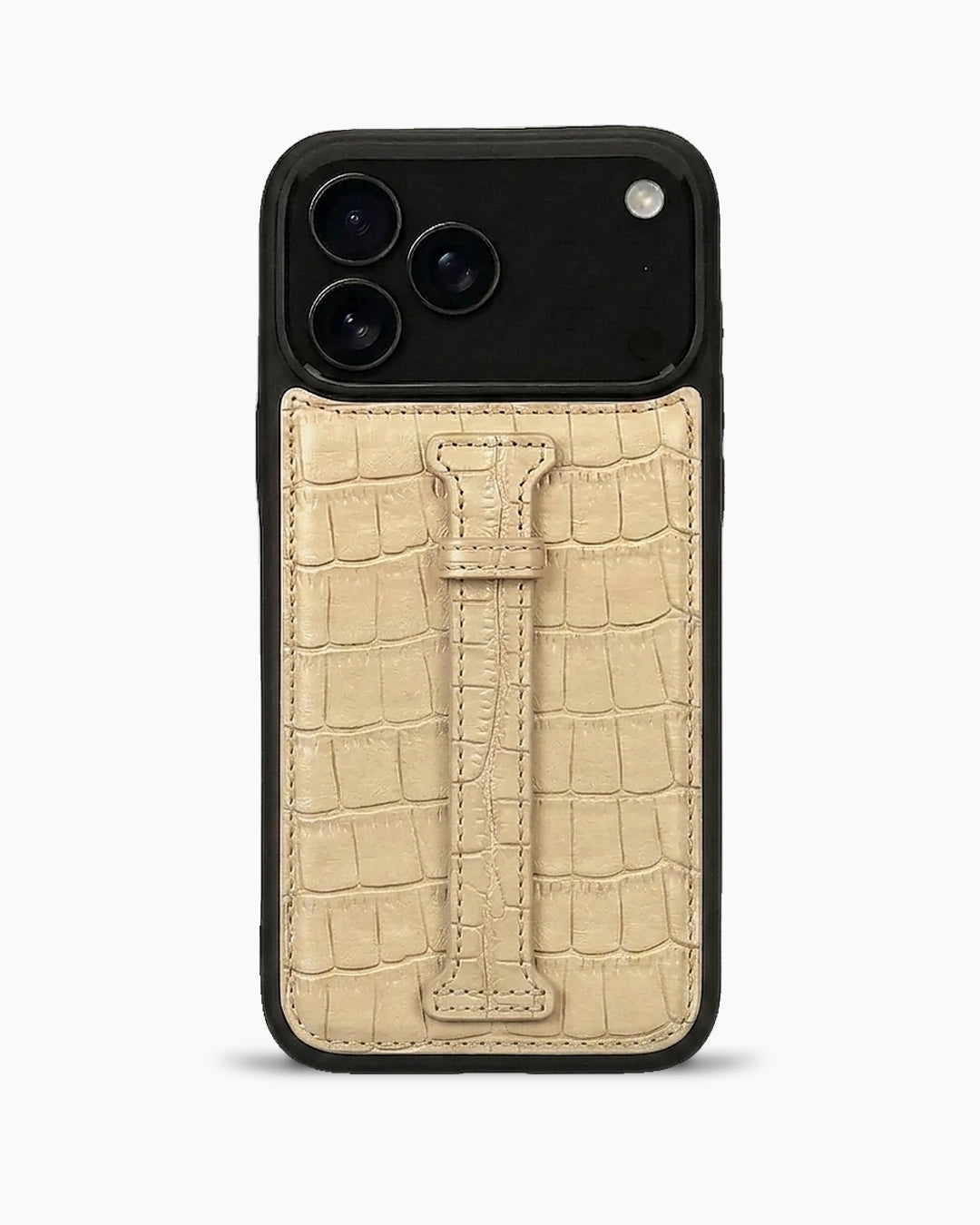 Kemerli iPhone Kılıfı | Krem Mat Croco