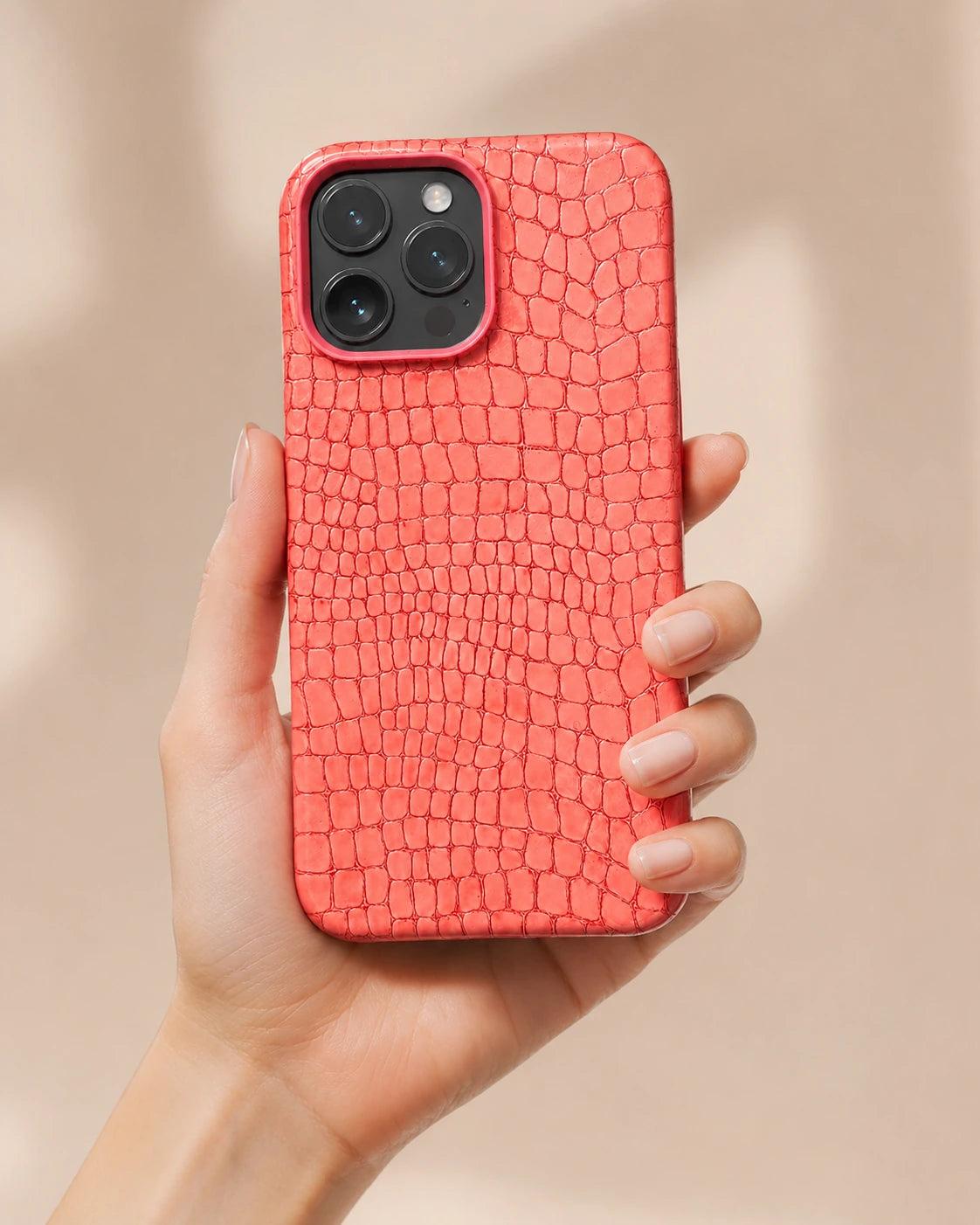 Somon Küçük Croco Deri iPhone Kılıfı
