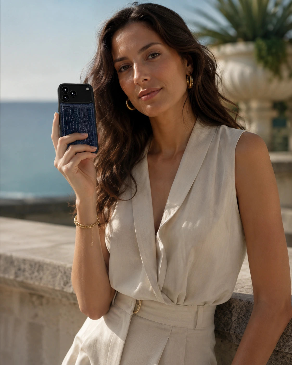 Premium iPhone Kılıfı | Lacivert Küçük Croco