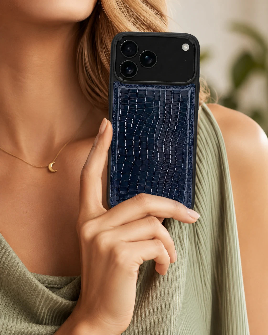 Premium iPhone Kılıfı | Lacivert Küçük Croco