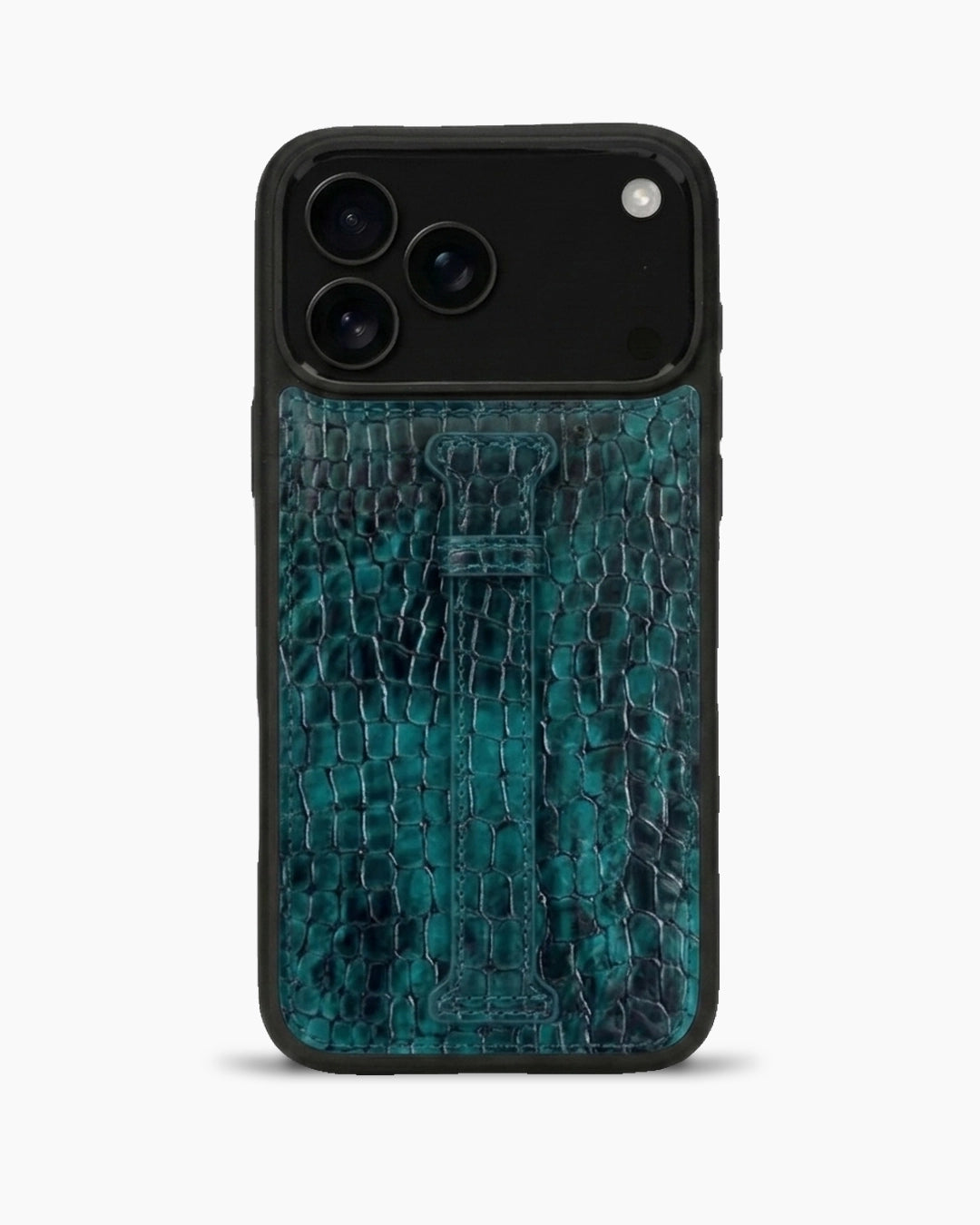 Kemerli iPhone Kılıfı | Yeşil Siyah Küçük Croco