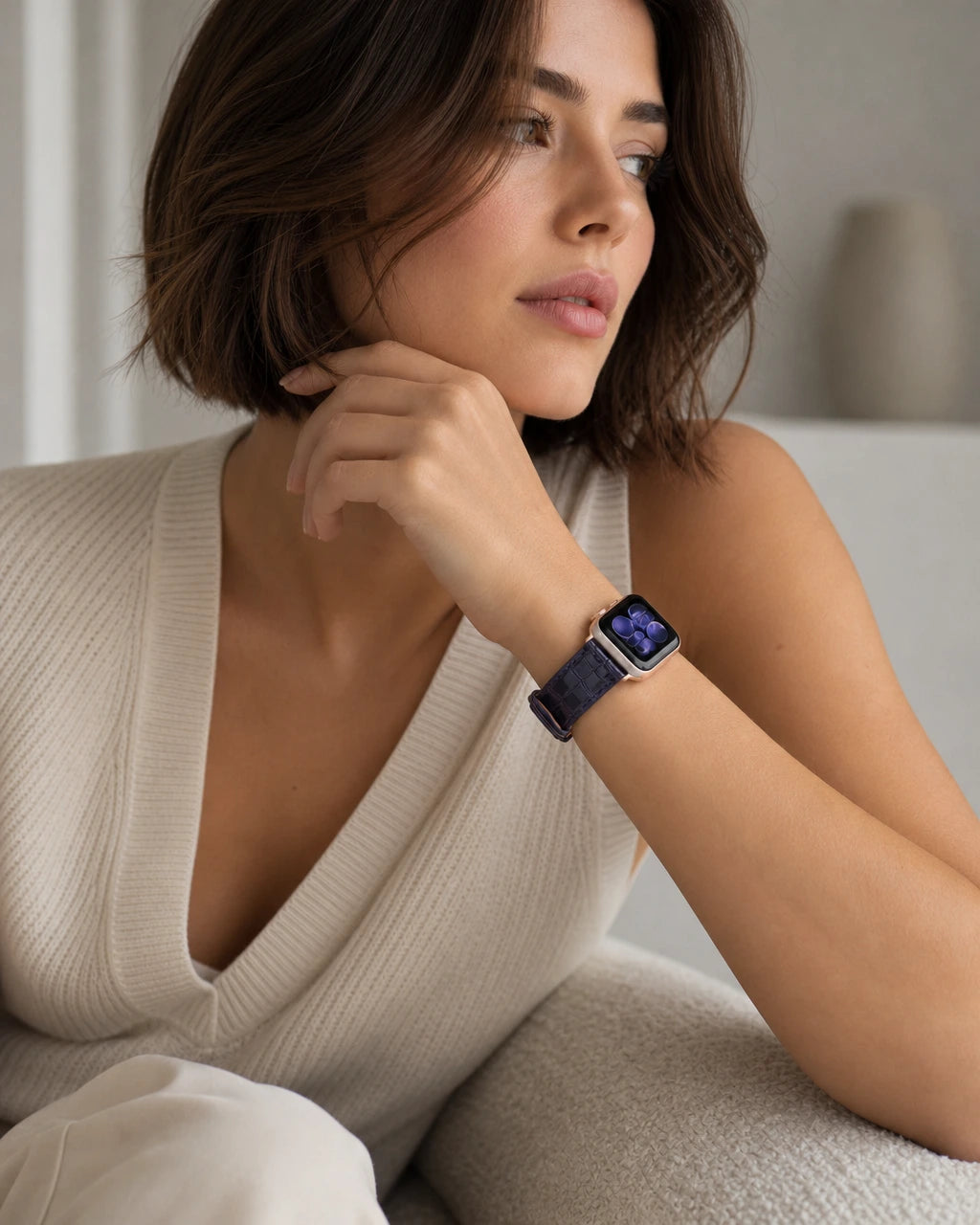 Apple Watch Deri Kordon | Lacivert Küçük Croco