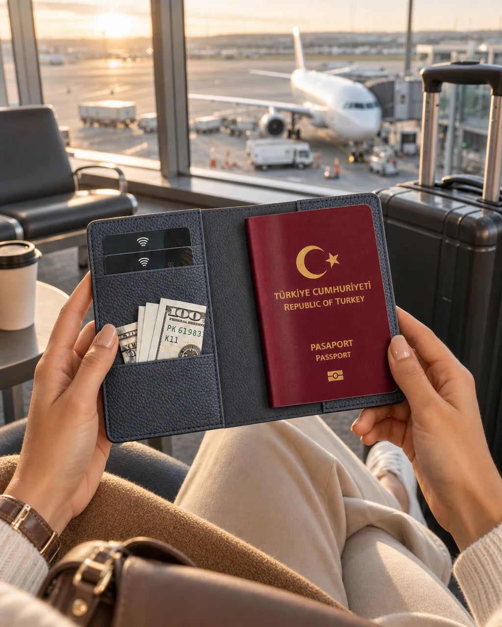 Lacivert Togo deri pasaport kılıfı - görsel 3