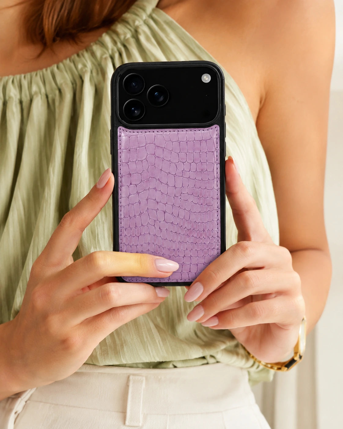 Premium iPhone Kılıfı | Lila Küçük Croco
