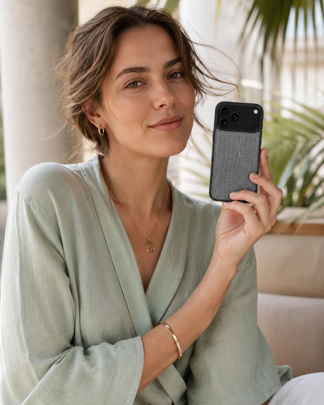 Premium iPhone Kılıfı | Gri Mat Croco