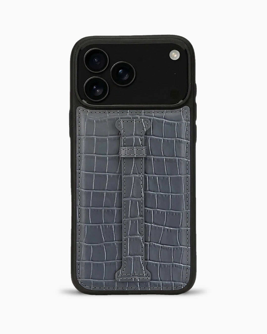 Kemerli iPhone Kılıfı | Gri Mat Croco