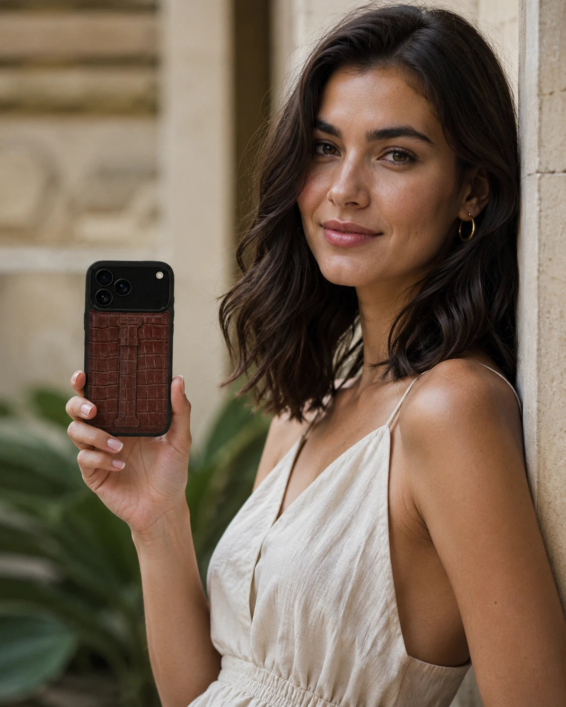 Kemerli iPhone Kılıfı | Kahve Mat Croco