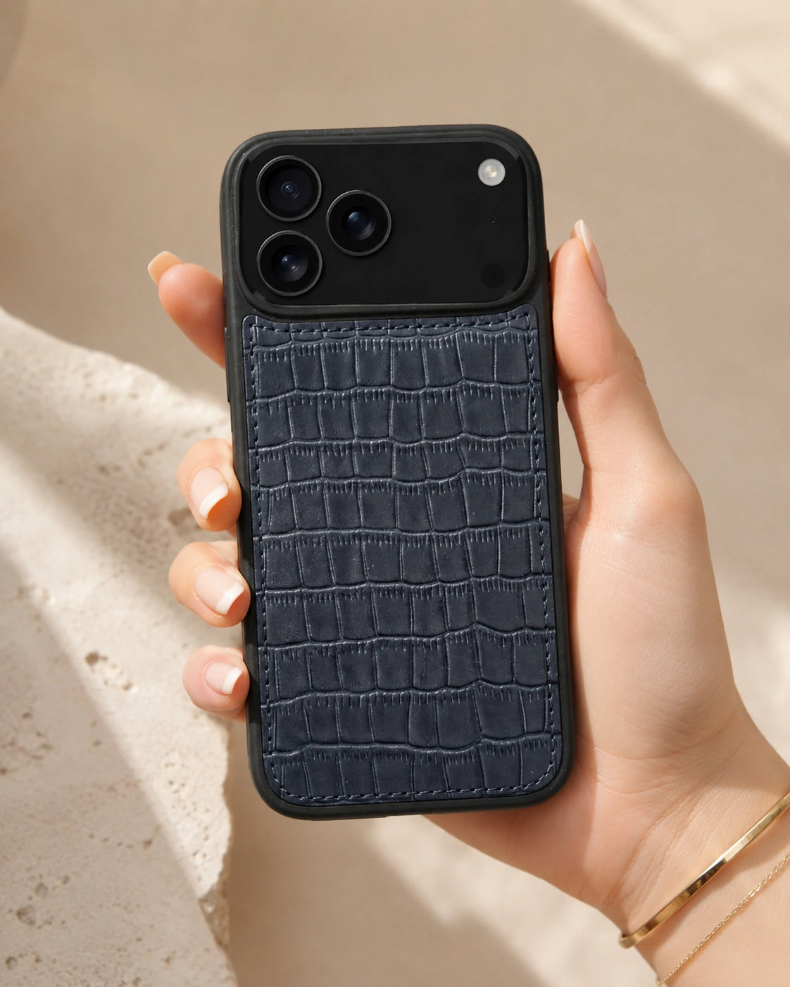 Premium iPhone Kılıfı | Koyu Lacivert Mat Croco